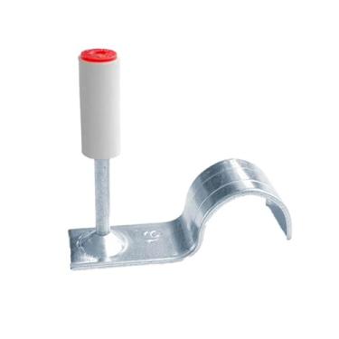 Imagem de Grampo Finca Pino Meia Lua para Tubo, 16mm, Pino de 4,5cm, Pacote com 100 Unidades