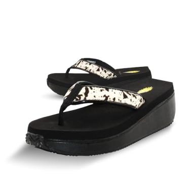 Imagem de VOLATILE Sandálias femininas Neville com fio dental de tecido macio, forro acolchoado e estilo cunha sem cadarço, Chocolate Chip, 40