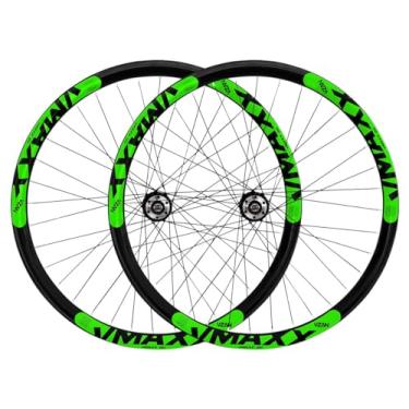 Imagem de Par Roda Vmaxx 26 Vzan LT Disco Cubo de Rosca 6v 7v 8v Rolamentado, Rolimã, Selado 36F Raiamento Montado Completo,Preto Verde