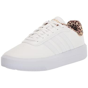 Imagem de adidas Tênis feminino plataforma Court, Branco/Ouro metálico, 8