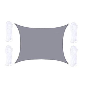 Imagem de ＡＷＨＡＯ Vela de sombra, toldo solar, fácil instalação, retangular, cobertura de sombra externa, guarda-sóis para parque, piscina, praia, acampamento ao ar, Cinza
