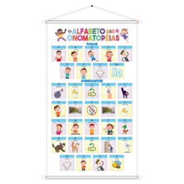 Imagem de Banner Alfabeto Onomatopéia Educativo Pedagógico Escolar Didático 60cm x100cm Impressão Digital Lona 280g