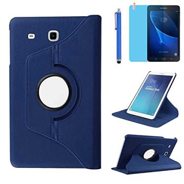 Imagem de Capa para tablet Samsung Galaxy Tab A de 7 polegadas 2016 (SM-T280 SM-T285), suporte giratório de 360 graus, capa protetora completa, com caneta Stylus, película de tela (azul escuro)