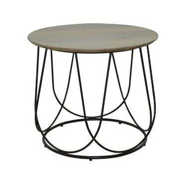 Imagem de Mesa Apoio Fringe Tampo Nogueira com Base Aco Preto 50 cm - 53489 - Su