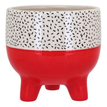 Imagem de CACHEPÔ VASO DECORATIVO PLANTA CERÂMICA 15x16x16cm VERMELHO - NH, Mate