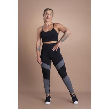 Imagem de Conjunto Fitness Feminino Calça Legging Cintura Alta E Top Alcinha Cro