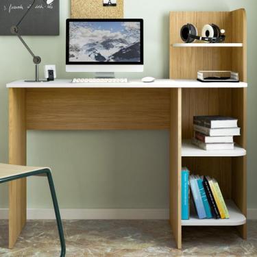 Imagem de Mesa Escrivaninha Link 3 Prateleiras Carvalho/Branco - Artely - Artely