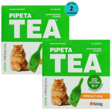 Imagem de Pipeta Tea 1,0 ml Antiparasitário Contra Pulgas para Gatos de 4,1 até 