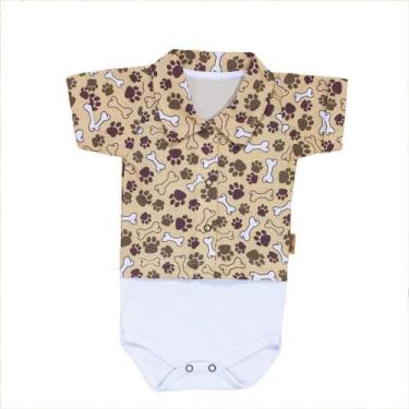 Imagem de Body camisa curto de bebê em tricoline love my pet bege - Era Uma Vez,