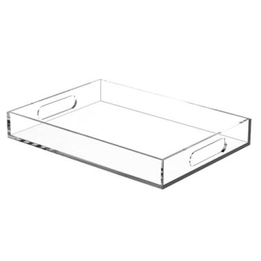 Imagem de Bandeja organizadora de acrílico com alças – mesa de cama, organizador Lucite para banco, mesa de centro, bancada, cozinha, banheiro, sala de estar, lavabo
