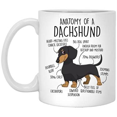 Imagem de Caneca de café Dachshund para amantes de cães, mãe, pai - Anatomia de um Dachshund - Presente de aniversário para ela ou ele - 325 ml