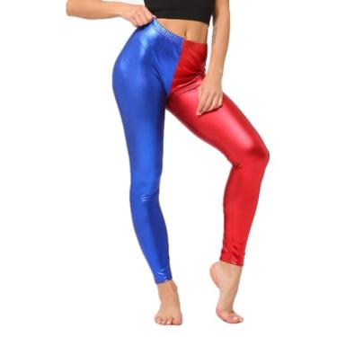 Imagem de The Fancy Dress® Women's Red Blue Squad Cosplay Outfit - Ladies Halloween Theme Party Shiny Wetlook Plus Size S-XXL (Legging, L-XL)