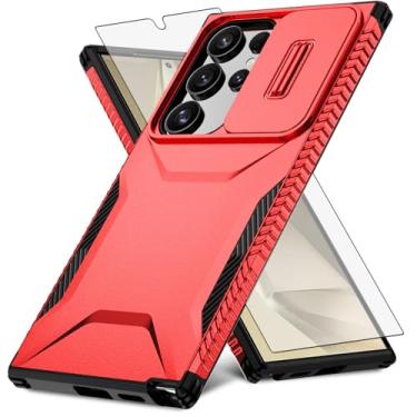 Imagem de Asuwish Capa de celular para Samsung Galaxy S24 Ultra 5G com protetor de tela de vidro temperado e capa de câmera deslizante fina robusta híbrida à prova de choque S24Ultra 24S S 24 24Ultra feminina