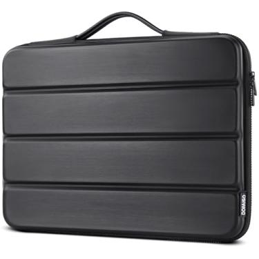 Imagem de DOMISO Capa para laptop de 43.2 cm com alça à prova de choque bolsa para computador impermeável EVA protetora para laptop HP Dell Lenovo Asus de 17,3 polegadas, preta