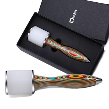 Imagem de DIUDUS Martelo de trabalho de couro, martelo de couro para entalhar em couro, cabeça reta de nylon, martelo de cabo de madeira confortável, faça você mesmo (colorido/ondulado com água)