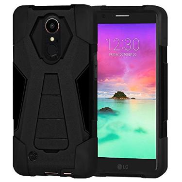 Imagem de AMZER Capa protetora fina com suporte híbrido de camada dupla para LG K10 2017 - preta