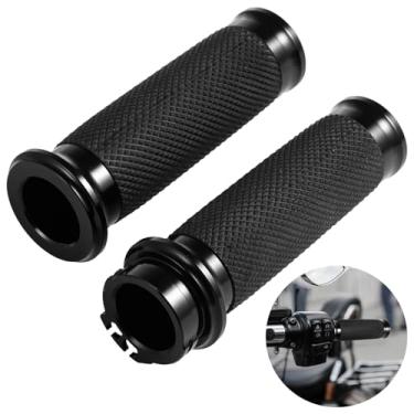 Imagem de Punhos pretos para guidão de motocicleta de 2,5 cm, antiderrapantes, compatíveis com Harley Davidson Sportster Touring Dyna Softail 883 1200