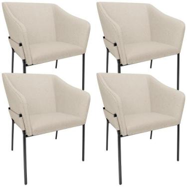 Imagem de Kit 4 Cadeiras Para Sala de Jantar Estar Living Olívia L02 Linho Bege 