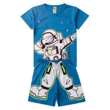 Imagem de Pijama Infantil Masculino Verão Astronaut - Hey Kids - Azul Claro - He