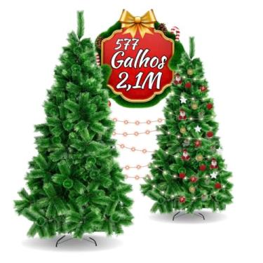 Imagem de Árvore De Natal Pompom Verde Mesclada Luxo Grande Cheia Premium 2,10m 577 Galhos LuvinCo