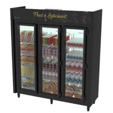 Imagem de Expositor Auto Servico Linha Blanc Preto 3 Portas Frios e Laticinios K