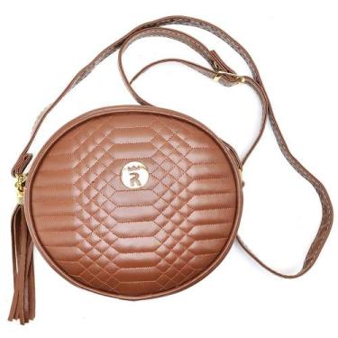 Imagem de Bolsa Feminina Pequena Transversal Redonda Dia a Dia Marrom - Rubim Ca