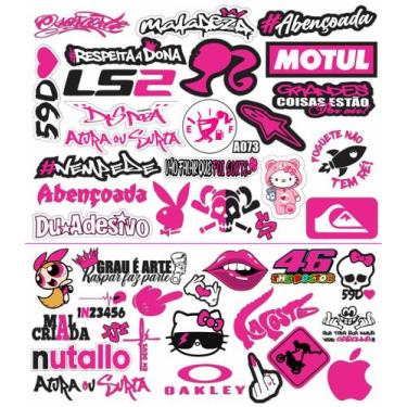 Imagem de Super Kit Com 43 Adesivos 244 Moto Meninas Cartela Pink - Du'Adesivos