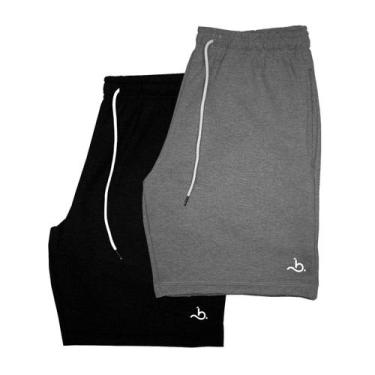 Imagem de Kit 2 Bermudas Masculina Moletom Short Moletinho Bueno Store, Preto, G