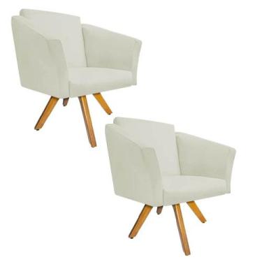 Imagem de Kit 02 Poltrona Cadeira Decorativa  Win Base Giratória Sala de Estar R