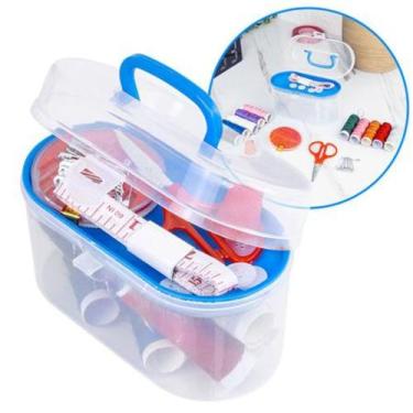 Imagem de Kit Costura Com Linhas 10 Linhas Coloridas Agulha Tesoura