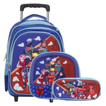 Imagem de Kit Mochila Escolar Menino Naruto Rodas + Lancheira Térmica - Toys 2U