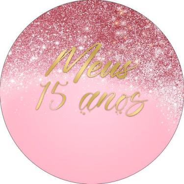Imagem de Painel De Festa Redondo 1,50x1,50 - Efeito Glitter Rose 15 Anos 015 - 