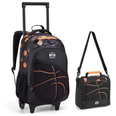 Imagem de Kit Mochila Rodinha Escolar Infantil Menino Com Lancheira Basquete - S