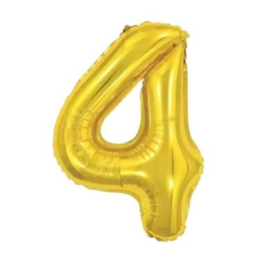 Imagem de Balão Metalizado Número 4 Dourado - 16'' (41 cm) - Foil Balloon