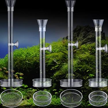 Imagem de Conjunto de 12 peças de tubos e pratos de camarão, 4 tubos de alimentação de camarão de acrílico para aquário, alimentador de peixes de água doce, 8 pratos de alimentação de camarão, tigela transparente, suprimentos de alimentação para tanques de peixes para sapo, camarão, peixe tropical