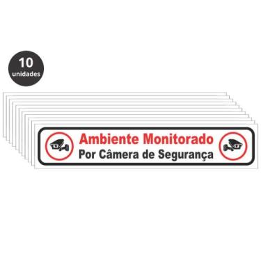 Imagem de 5 Placas Ambiente Monitorado Câmeras De Segurança 25x5cm Ps - Royal Ar