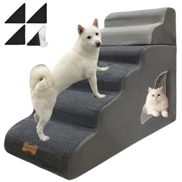 Imagem de Necrely Escadas De Cachorro Para Cães Pequenos Até Camas De 30 Polegadas De Altura, Escada De Rampa Para Cães De 6 Degraus Para Sofá-Cama De 18-36 Polegadas, Escadas Para Animais De Estimação Para Cãe