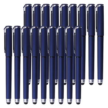 Imagem de Lin.Pen Canetas de gel pretas de 1,0 mm, caneta stylus 2 em 1, canetas esferográficas de tinta gel para escritório, tinta gel preta (pacote com 18), azul escuro