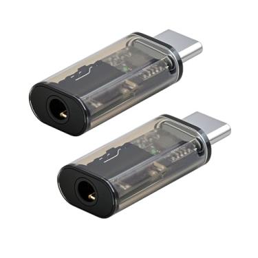 Imagem de cablecc 2 peças/lote USB-C tipo C para 16 bits 48 kHz 3,5 mm adaptador de placa de som AUX e microfone compatível com laptop e tablet