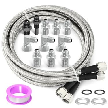 Imagem de GASHER Kit de linha de mangueira do refrigerador de óleo de fluido de transmissão, linhas de transmissão trançadas SS de 70 polegadas para TH350 700R4 TH400 NP-700RTL