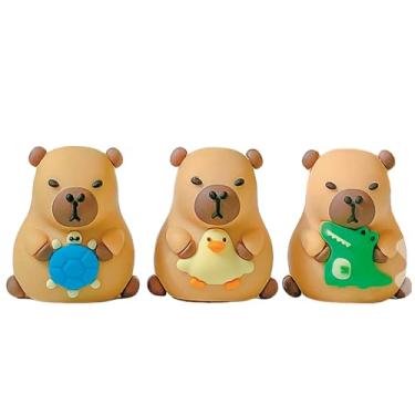 Imagem de Apontador de lápis fofo, 3 peças, apontador de capivara, pequeno apontador manual Kawaii, PVC, artigos de papelaria, material de escritório escolar (capivara)
