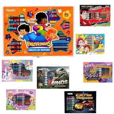 Imagem de KIT Escolar Infantil Maleta Estojo De Pintura - Canetinhas - Aquarela 86 Pçs (86Pç 3 Palavr)