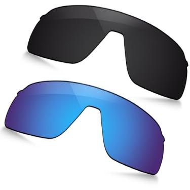 Imagem de TRUSHELL Lentes polarizadas de substituição para óculos de sol Oakley Sutro Lite OO9463 - Espelho preto + espelho azul oceano, pacote com 2 peças