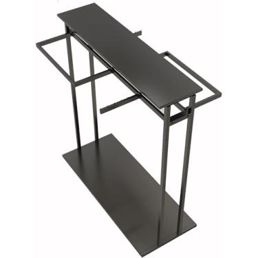 Imagem de Cabideiro para roupas, trilho, roupas, expositor, boutiques, organizador de metal, suporte de secagem, quarto, prateleira de armazenamento para caixas, sapatos, botas, preto, 120 x 50 x 150 cm