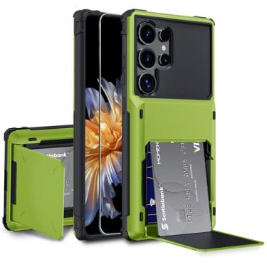 Imagem de GOVTAN Capa para Samsung Galaxy S25 Ultra 5G com suporte de cartão integrado, proteção RFID, resistente à prova de choque de TPU e policarbonato, verde