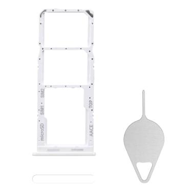 Imagem de BESJMYT Substituição da bandeja do cartão SIM para Samsung Galaxy A13 (versão SIM único) Adaptador de suporte de slot de bandeja de cartão branco com ejetor de agulha para A13 SM-A135U SM-A135U1
