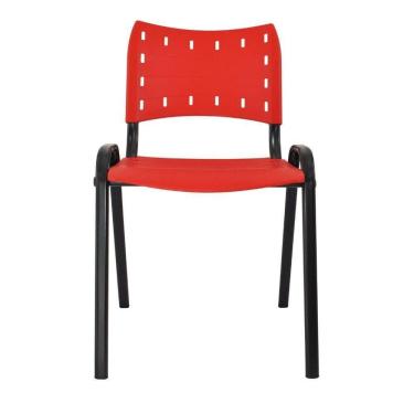 Imagem de Cadeira Iso Para Escola Escritório Comércio Vermelho Base Preta