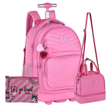 Imagem de Kit Mochila de Rodinhas Rebecca Bonbon Matelassê Soft Com Lancheira-Feminino