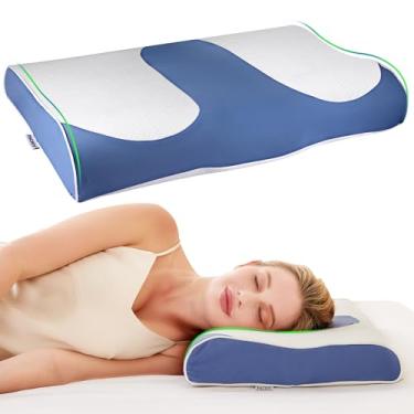 Imagem de Travesseiros de espuma viscoelástica, travesseiro cervical para alívio da dor no pescoço, travesseiro ergonômico para dor no ombro, almofadas de cama com suporte de pescoço para dormir nas costas