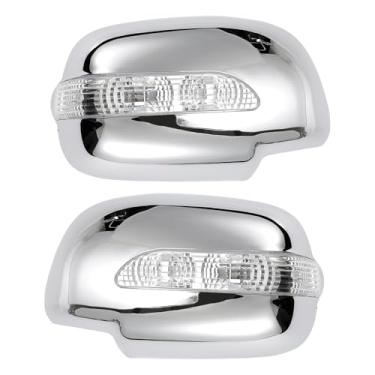 Imagem de X AUTOHAUX Par de tampa do espelho lateral do motorista do carro com sobreposição cromada para Lexus RX330 RX300 RX350 RX450h 2003-2008 serve com lâmpadas LED capas de proteção de espelho acabamentos